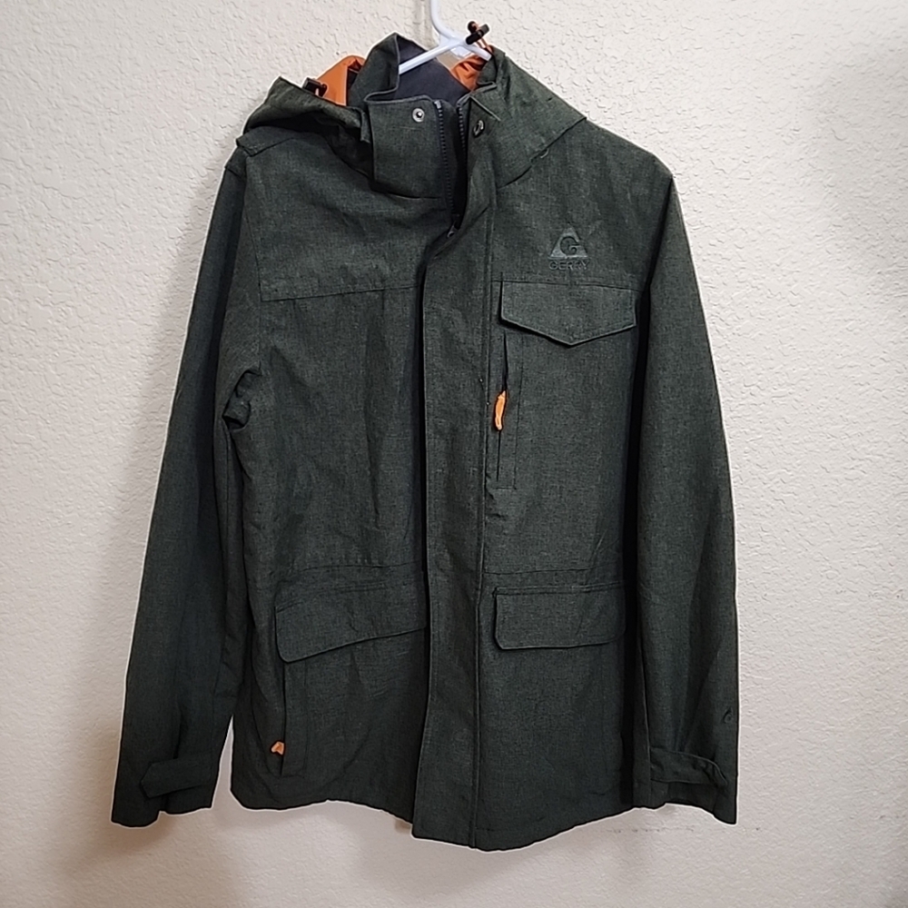 Gerry Mens Barn Jacket with Detachable Hood Water Resistant Winter Coat Green M